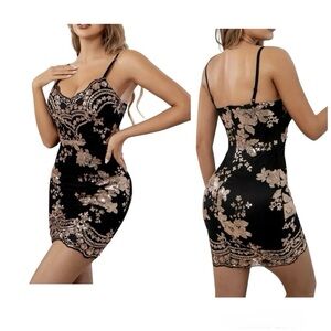 🆕D&M Black Sequin Sheer Overlay Mini Dress M🆕